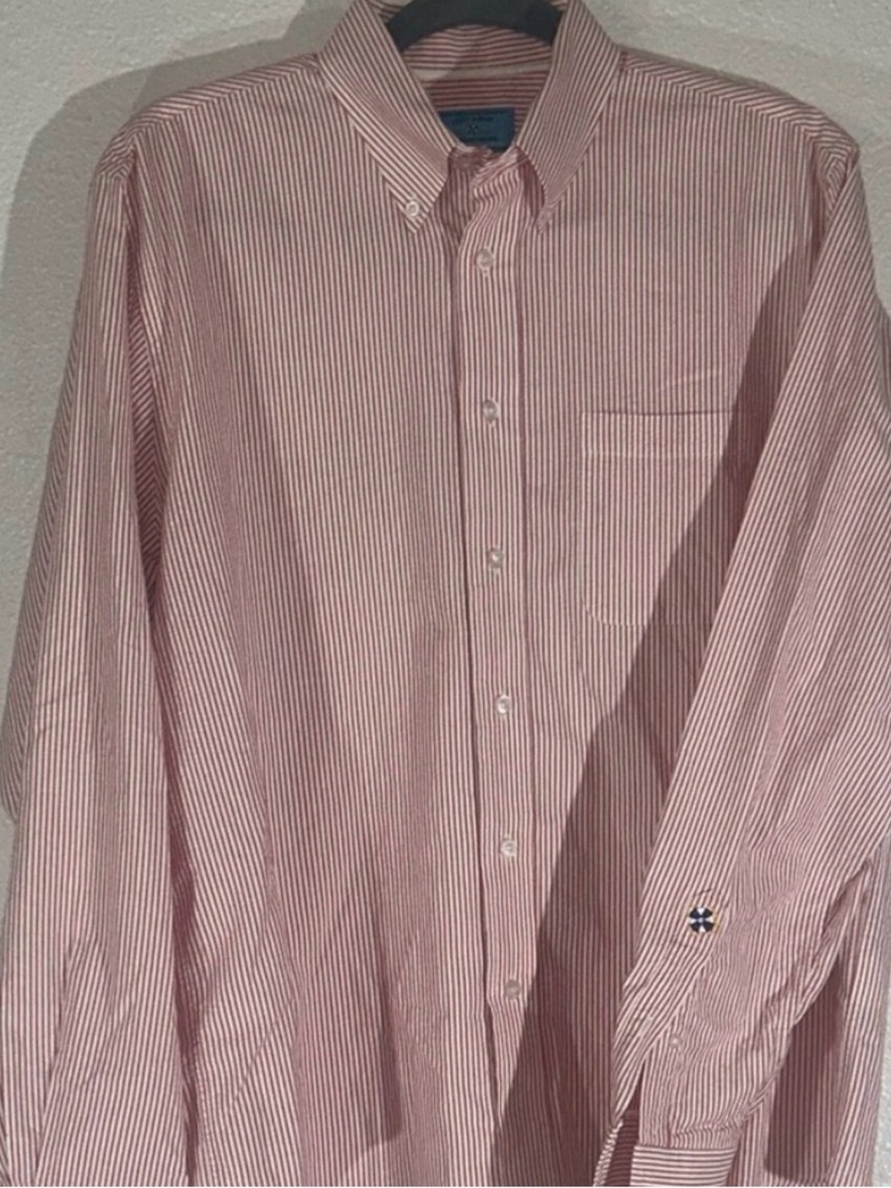 Castaway Men's Red and White Striped Button-Down Dress Shirt